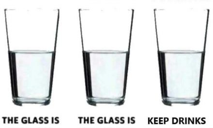The glass is