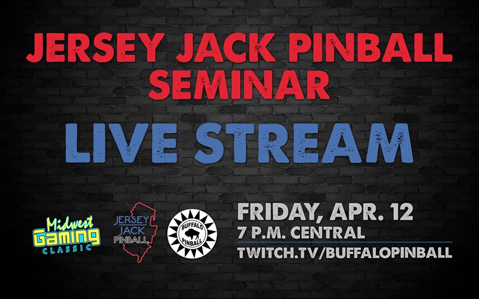 Appointment Streaming: Jersey Jack Pinball at MGC, April 12 at 7PM Central