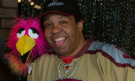 Chad the Bird gets lit at Logan Arcade!